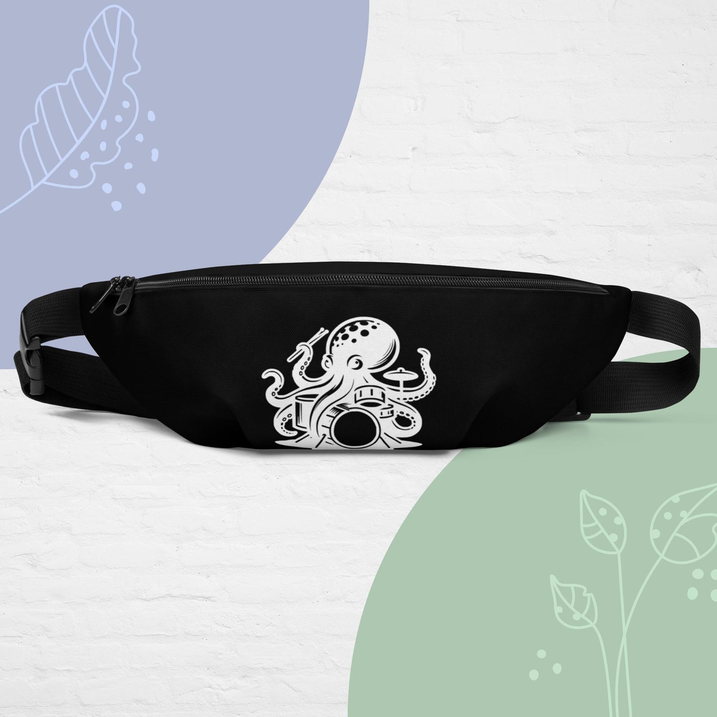 Stylish Fanny Pack , Adjustable Waist Bag with Inner Pocket 'Improvisation - Music Octopus'