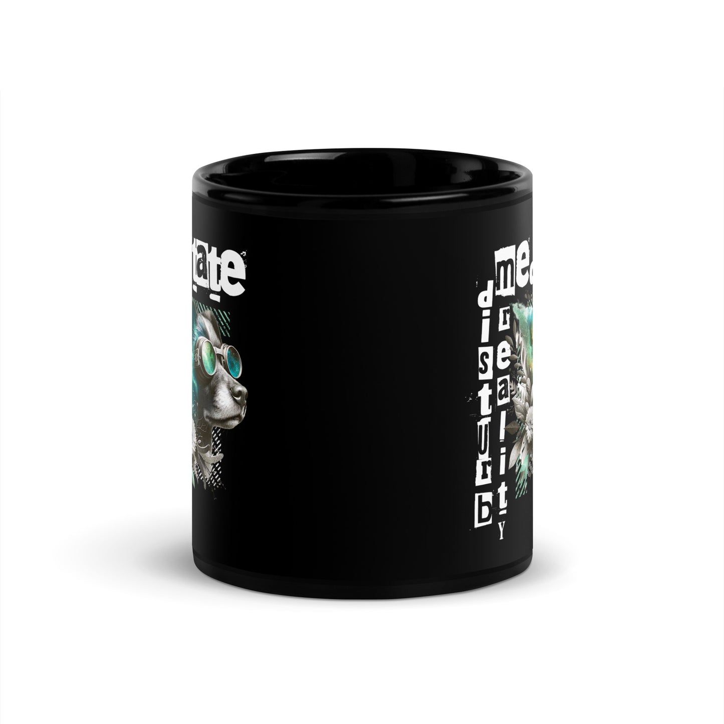 Inspirational Ceramic Mug with Black, Glossy Finish 'Disturb Reality'