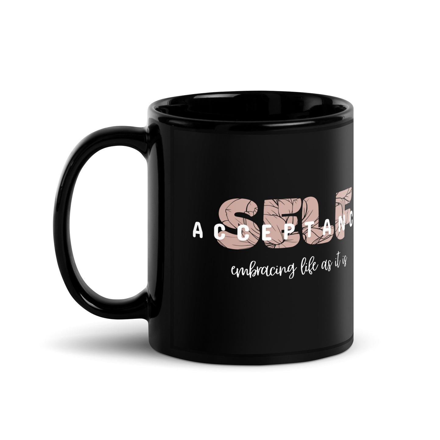 Inspirational Ceramic Mug with Glossy Finish, Uplifting Gift Idea, Motivational 'Self Acceptance'