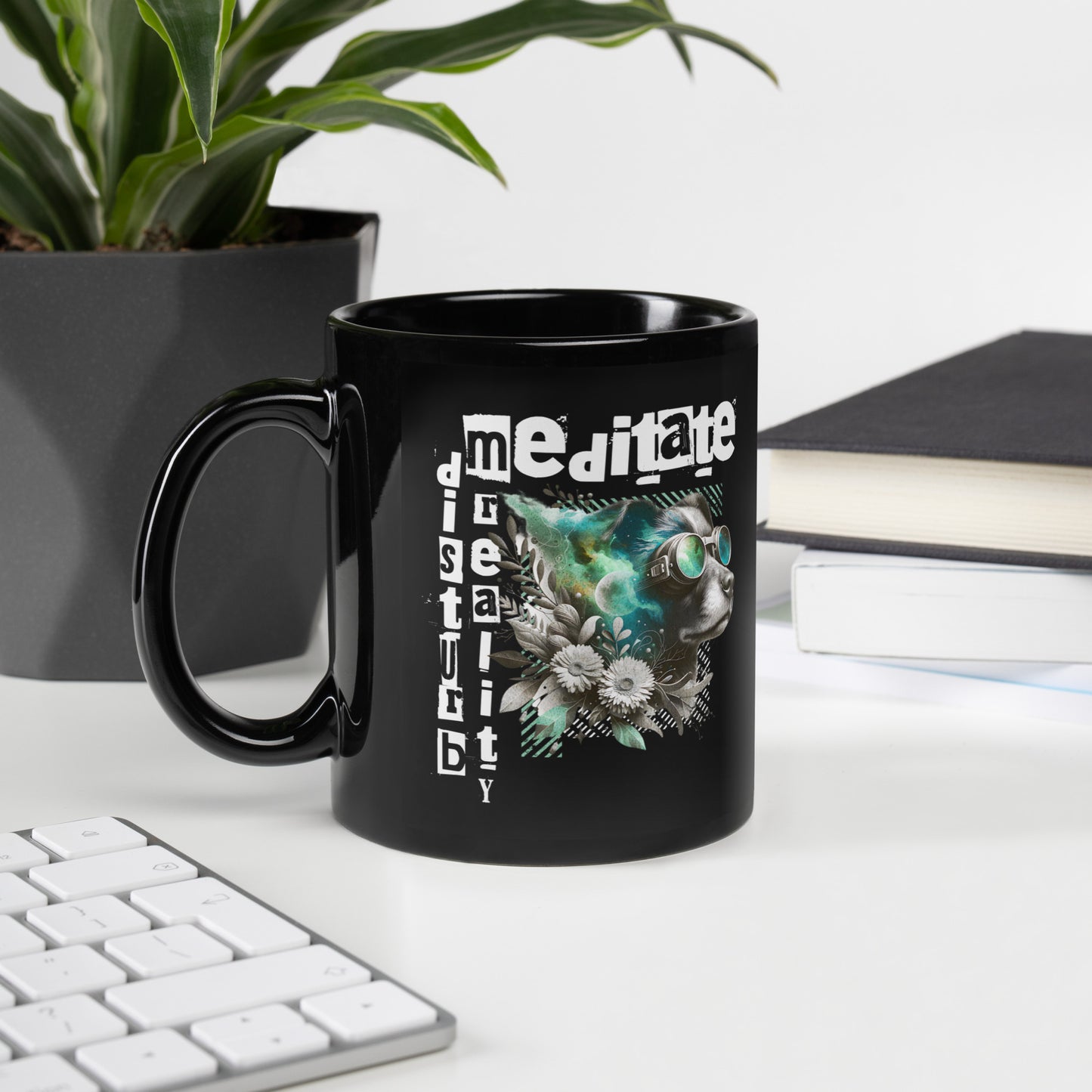 Inspirational Ceramic Mug with Black, Glossy Finish 'Disturb Reality'
