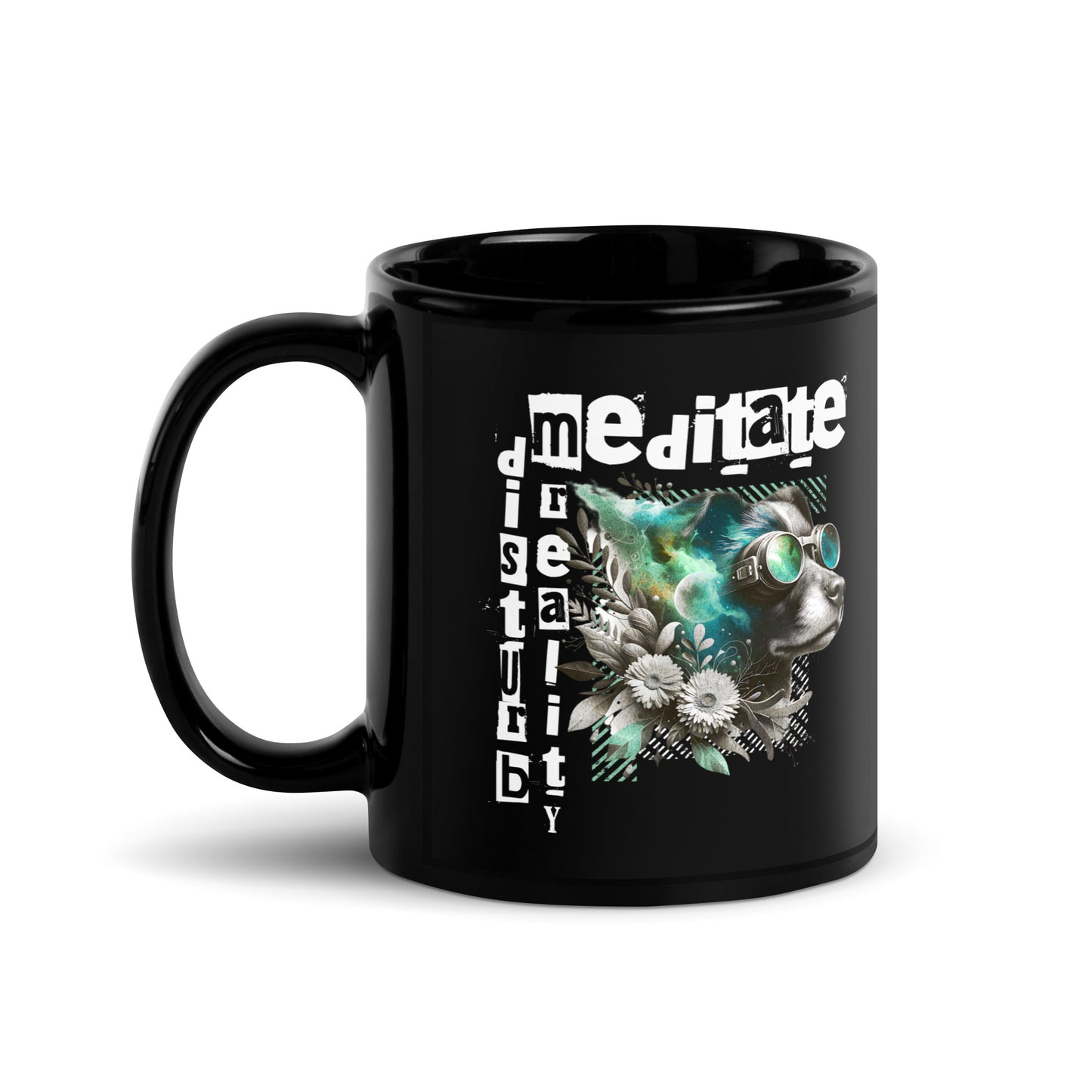Inspirational Ceramic Mug with Black, Glossy Finish 'Disturb Reality'