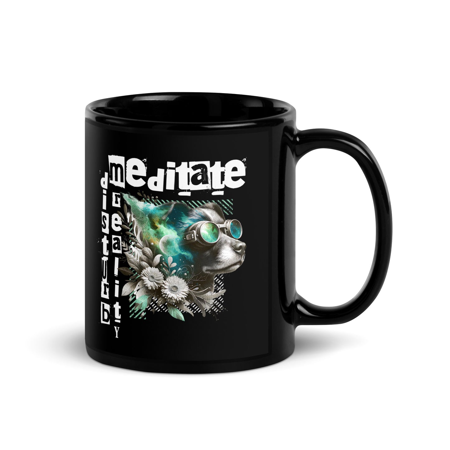 Inspirational Ceramic Mug with Black, Glossy Finish 'Disturb Reality'