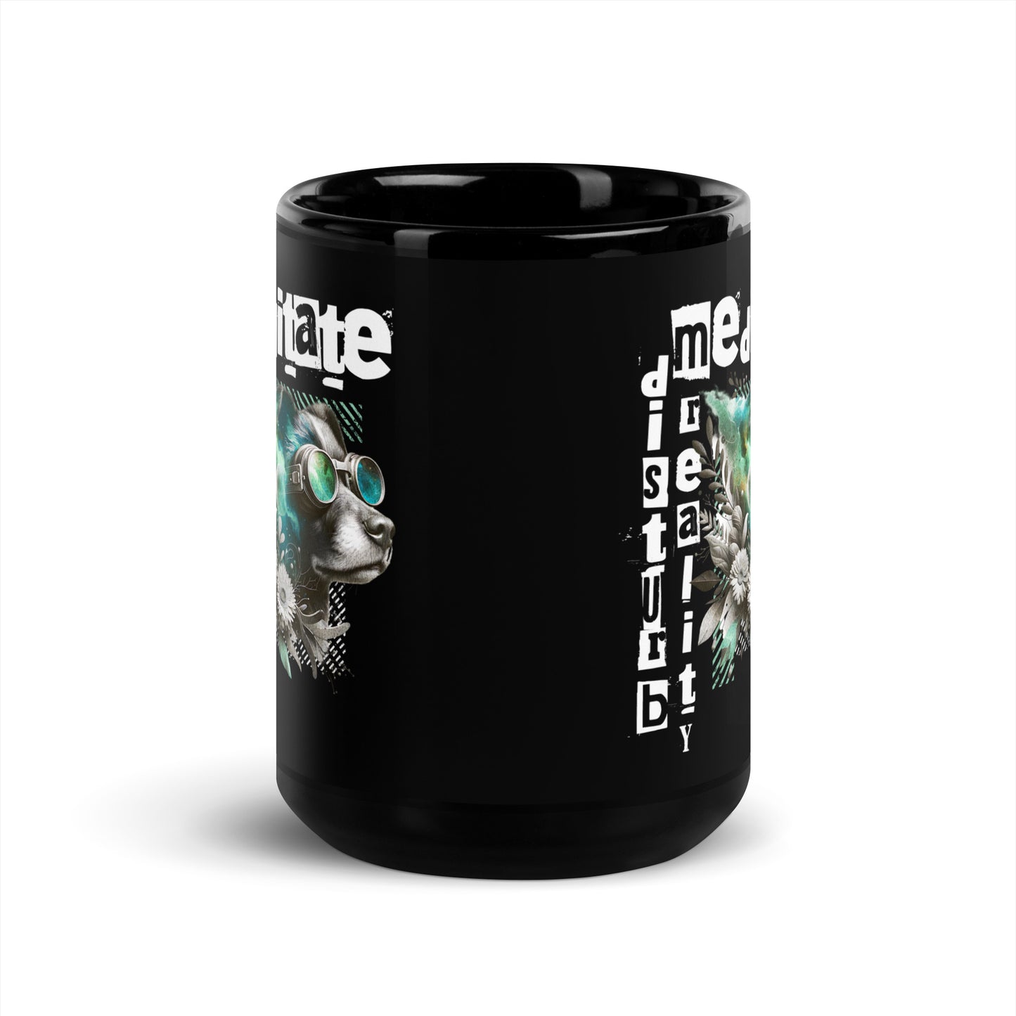 Inspirational Ceramic Mug with Black, Glossy Finish 'Disturb Reality'