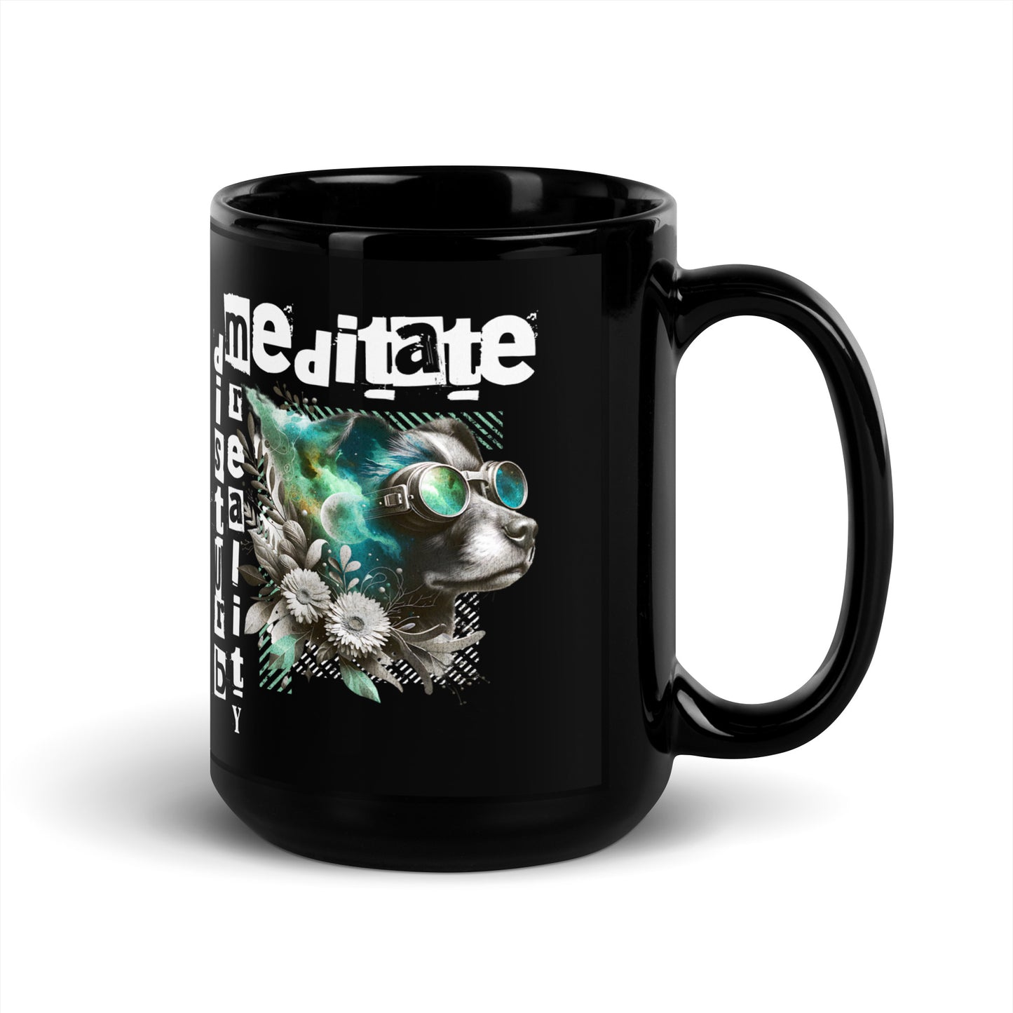Inspirational Ceramic Mug with Black, Glossy Finish 'Disturb Reality'
