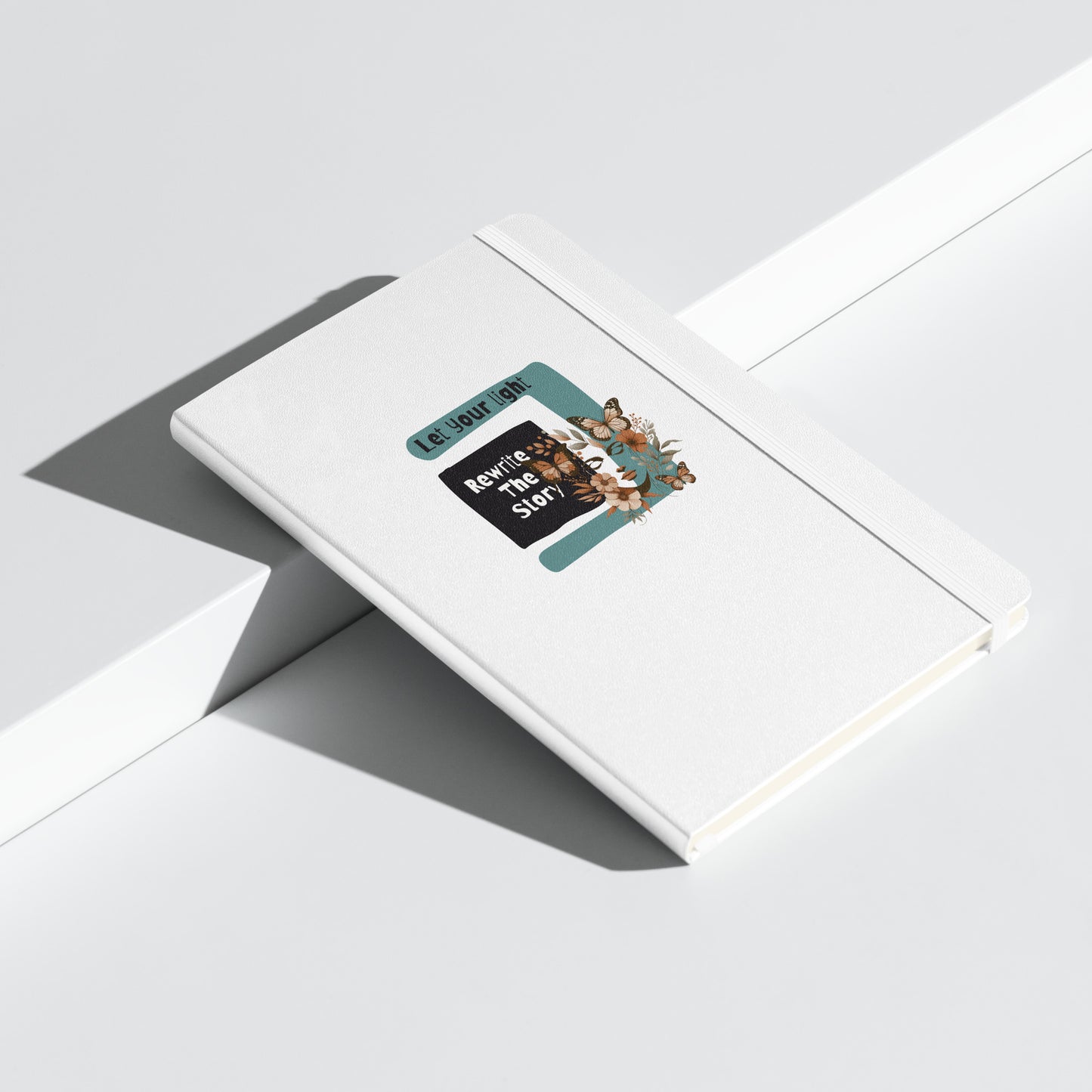 Inspirational Hardcover Notebook with Elastic Closure 'Rewrite The Story'