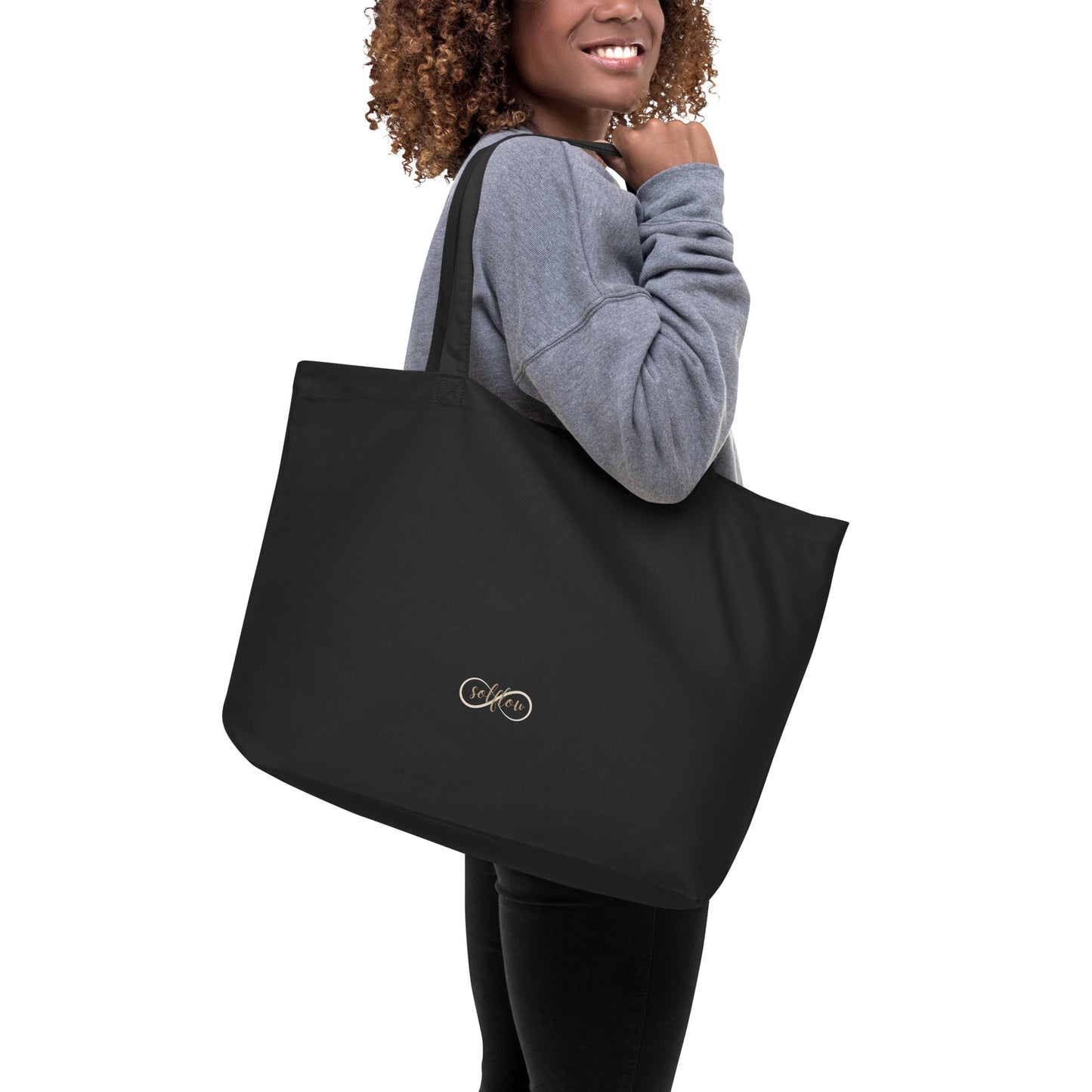 EcoTote LARGE Organic Cotton Bag - Reusable, Sustainable Shopping Tote, Eco-Friendly 'Meditation - Transformation'