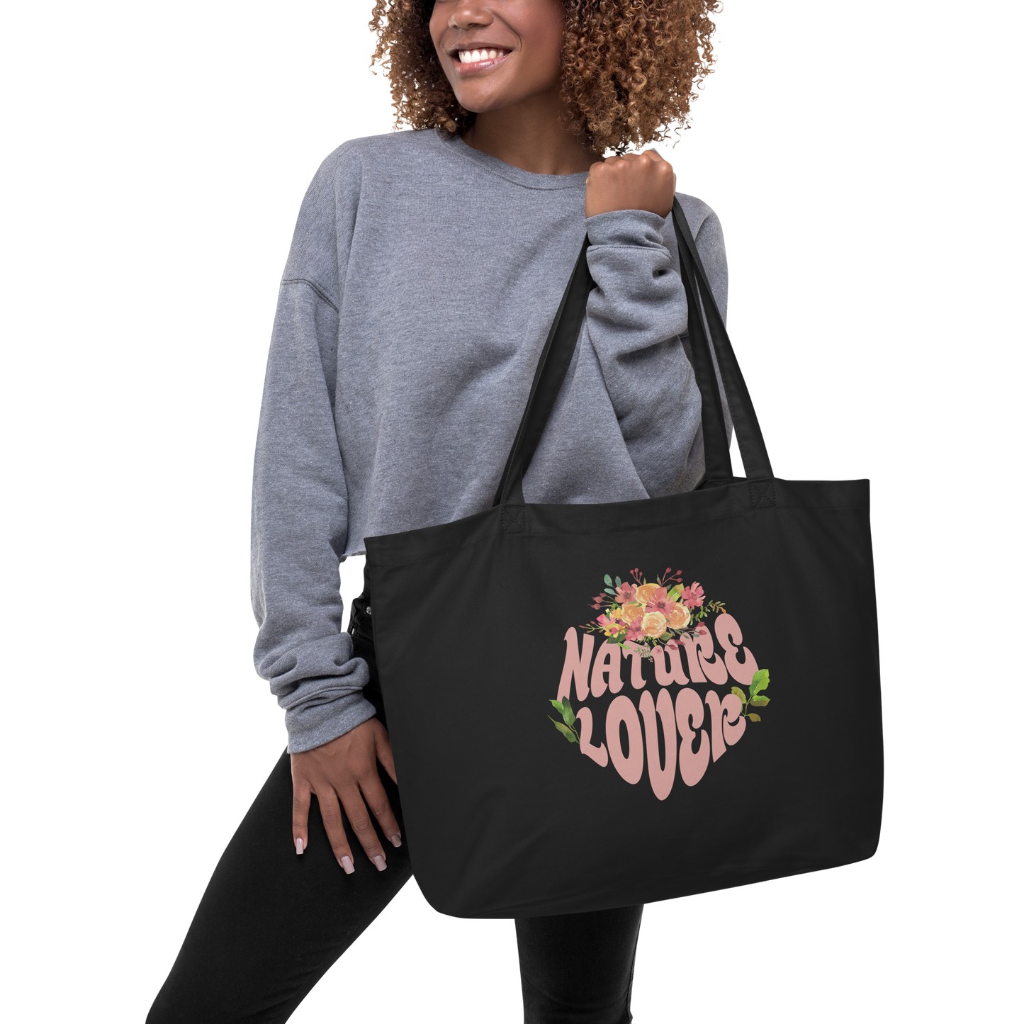 EcoTote Organic Cotton Bag LARGE - Reusable, Sustainable Shopping Tote, Eco-Friendly 'Nature Lover'