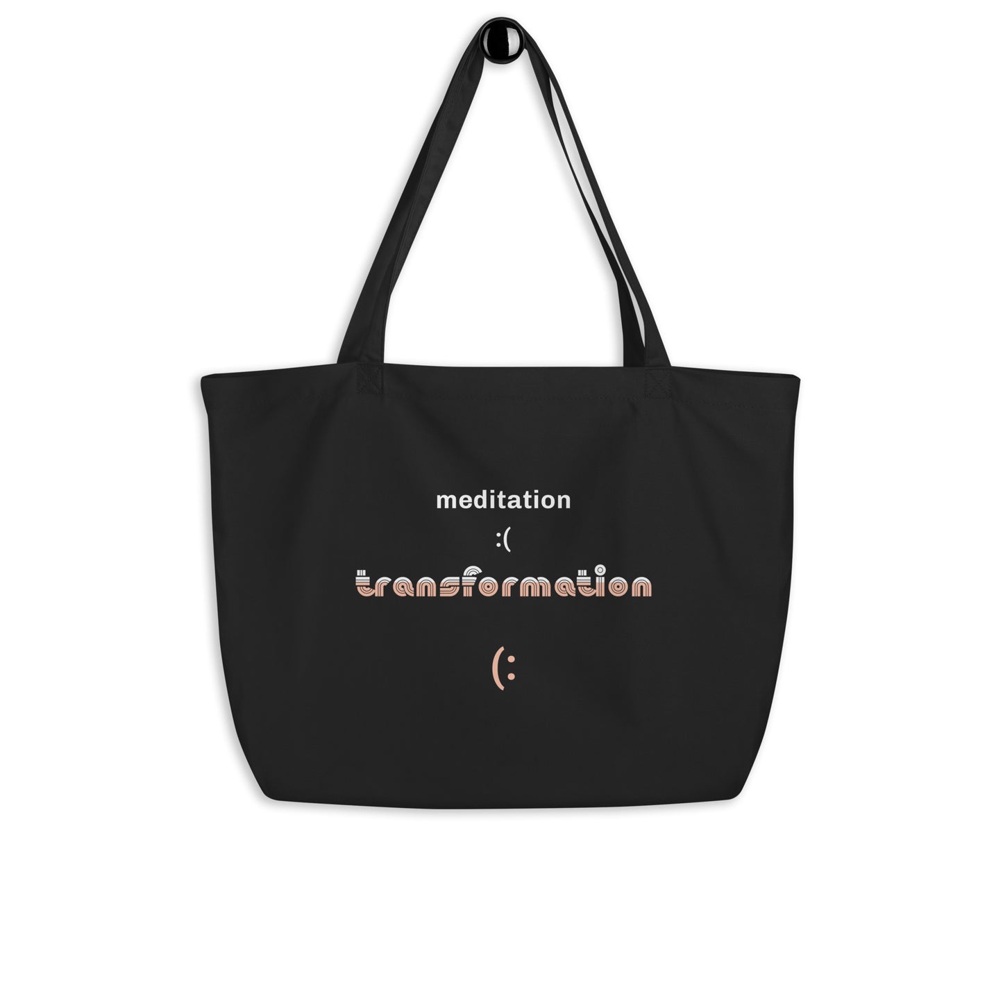 EcoTote LARGE Organic Cotton Bag - Reusable, Sustainable Shopping Tote, Eco-Friendly 'Meditation - Transformation'