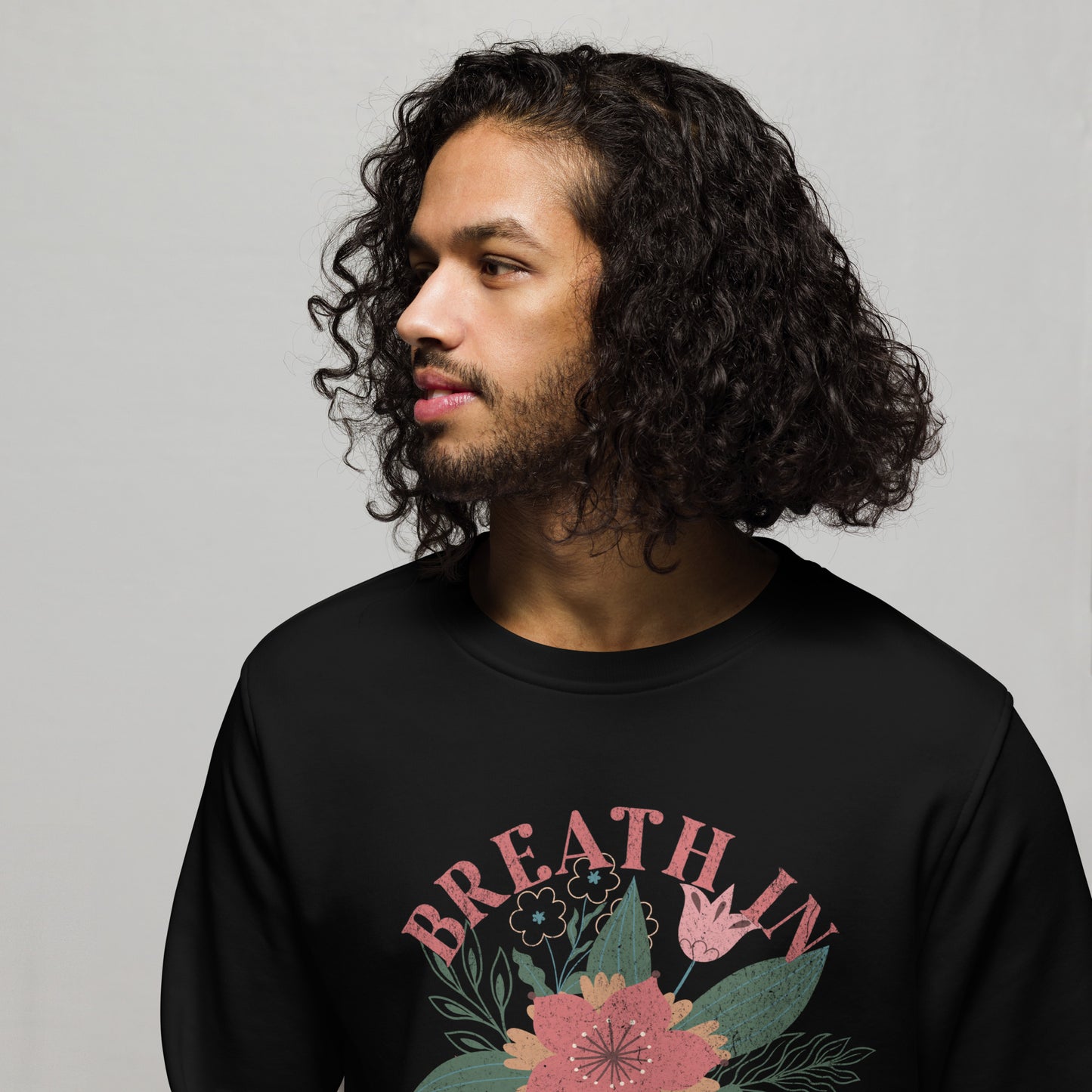 Unisex Organic Cotton Sweatshirt - Minimalist Eco-Friendly Sustainable Pullover 'Blossom Out'
