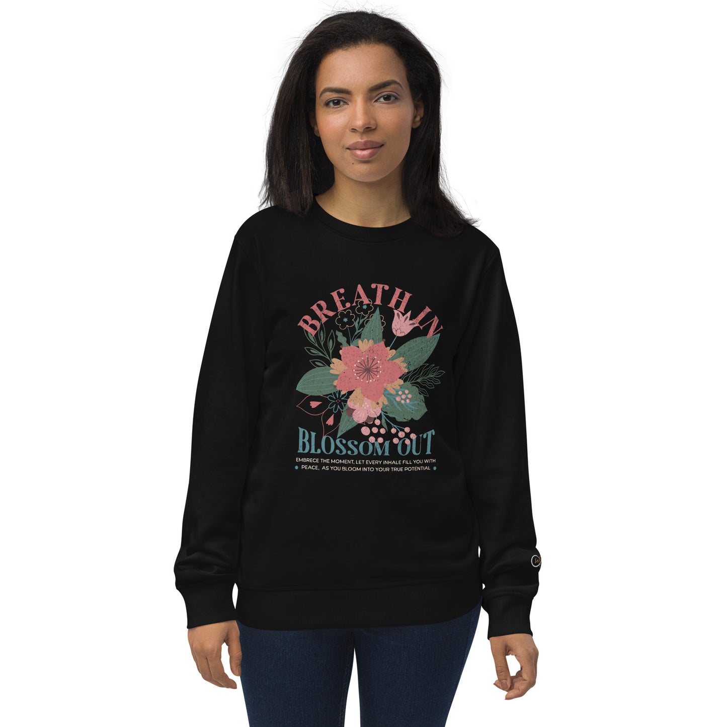 Unisex Organic Cotton Sweatshirt - Minimalist Eco-Friendly Sustainable Pullover 'Blossom Out'