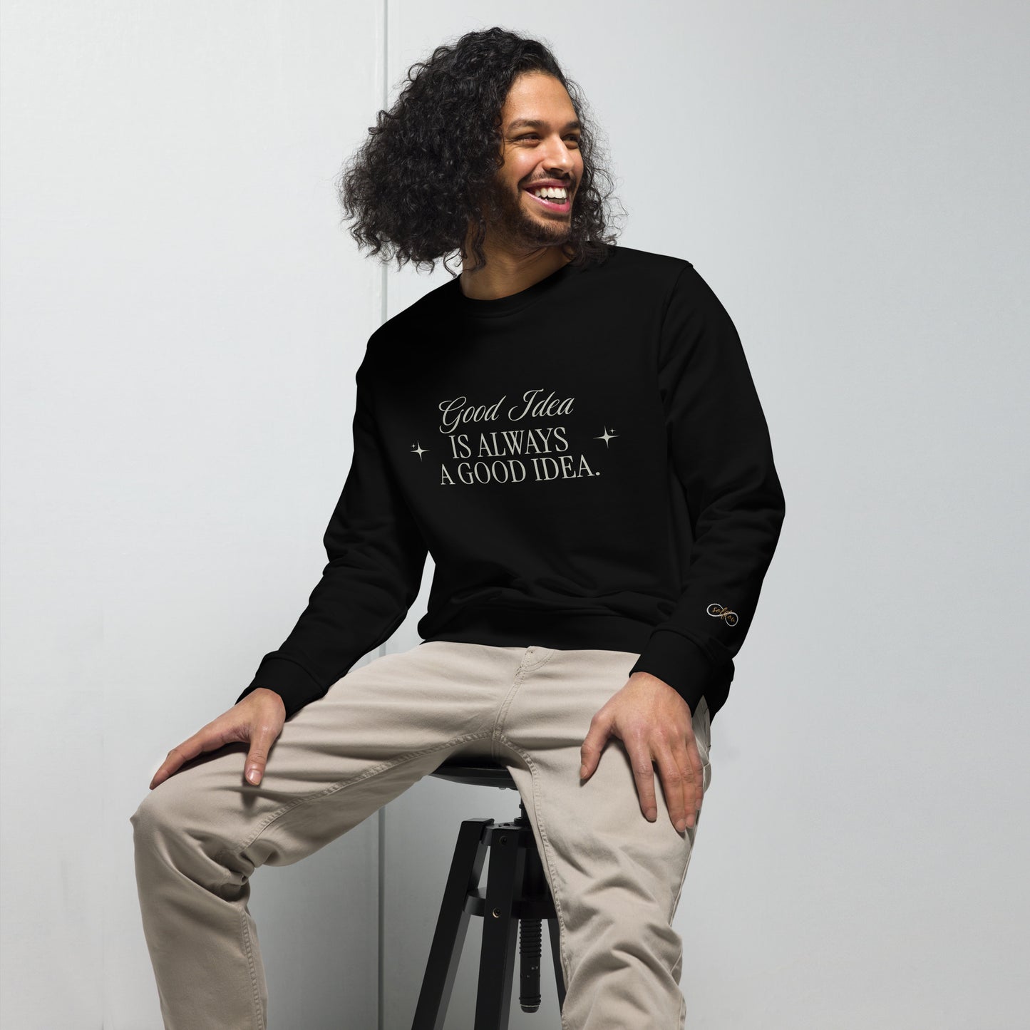 Unisex Organic Cotton Sweatshirt - Minimalist Eco-Friendly Sustainable 'Bad Idea is a Good Idea'''