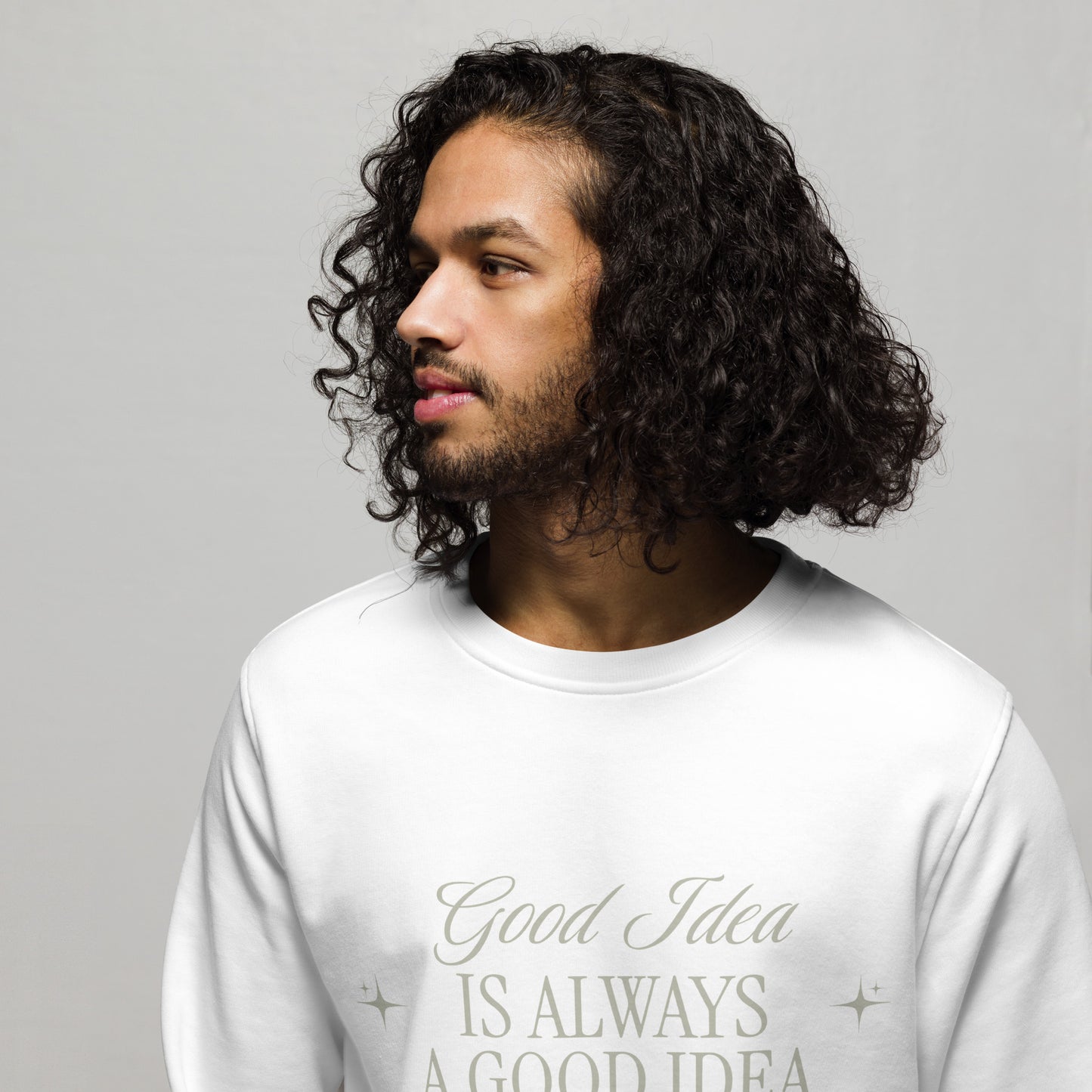 Unisex Organic Cotton Sweatshirt - Minimalist Eco-Friendly Sustainable 'Bad Idea is a Good Idea'''