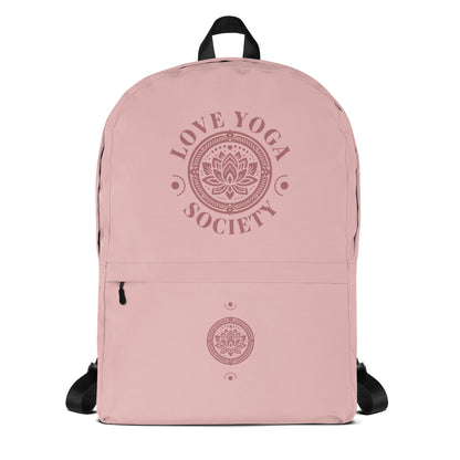 Water-Resistant Medium Backpack for Daily Use & Sports, Laptop Compartment & Multiple Pockets 'Love Yoga'