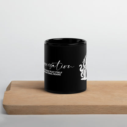 Inspirational Ceramic Mug with Black, Glossy Finish 'Improvisation'