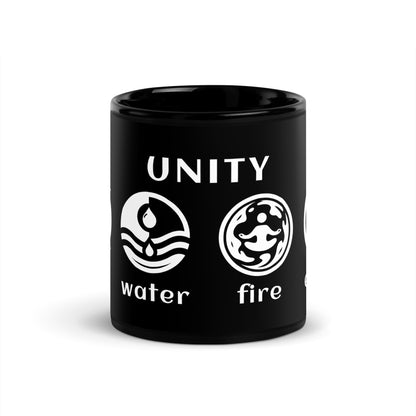 Inspirational Ceramic Mug with Black, Glossy Finish 'Unity of Elements'