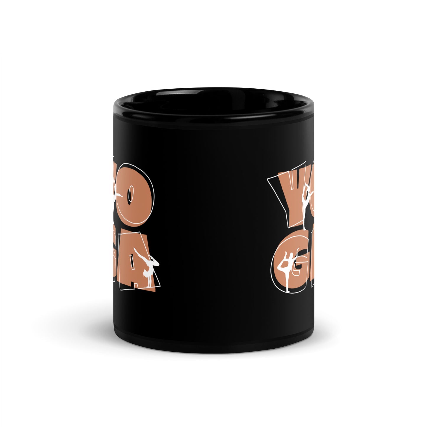 Inspirational Ceramic Mug with Black, Glossy Finish 'Yoga People'