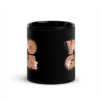 Inspirational Ceramic Mug with Black, Glossy Finish 'Yoga People'