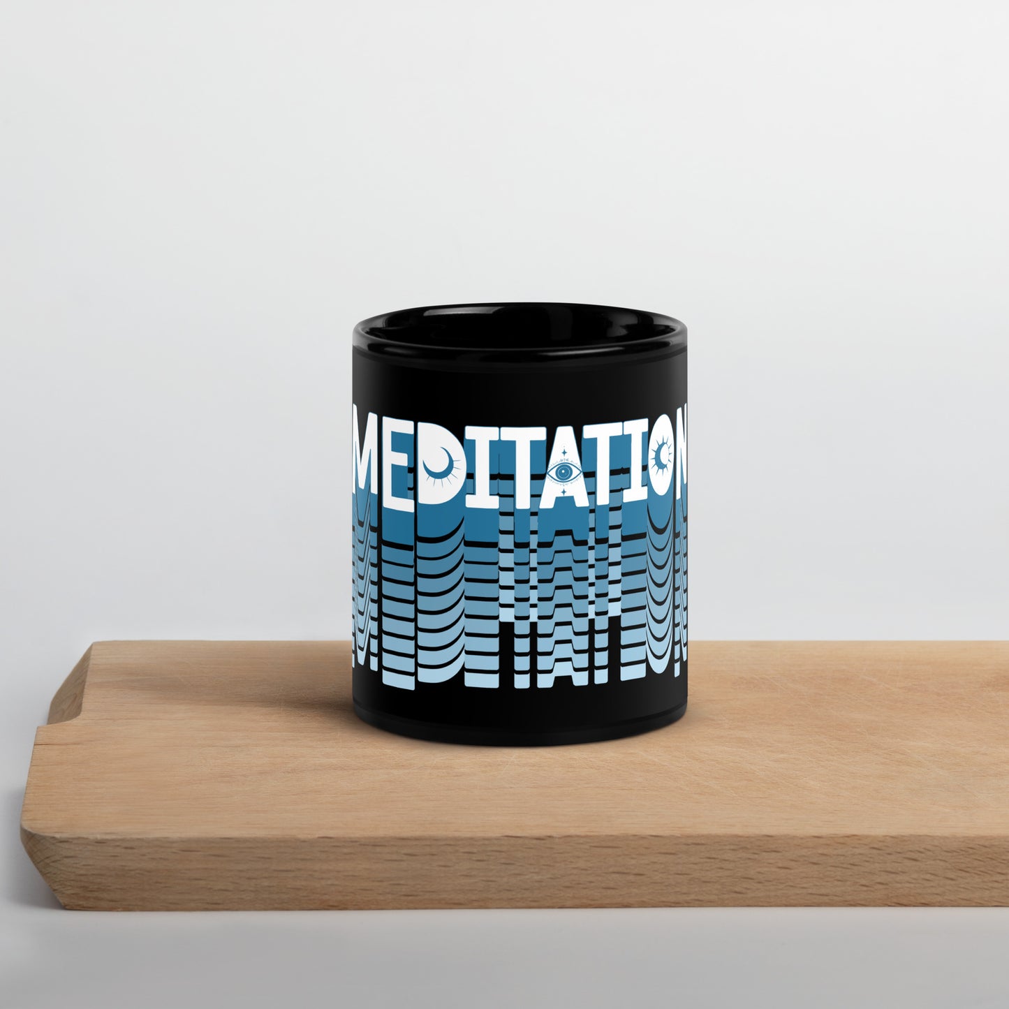 Inspirational Ceramic Mug with Black, Glossy Finish 'Meditation'