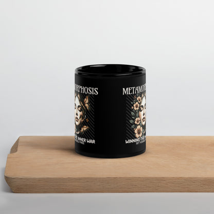 Inspirational Ceramic Mug with Black, Glossy Finish 'Metamorphosis'