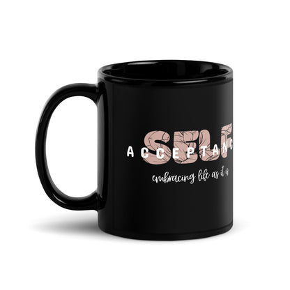 Inspirational Ceramic Mug with Glossy Finish, Uplifting Gift Idea,  Motivational 'Self Acceptance'