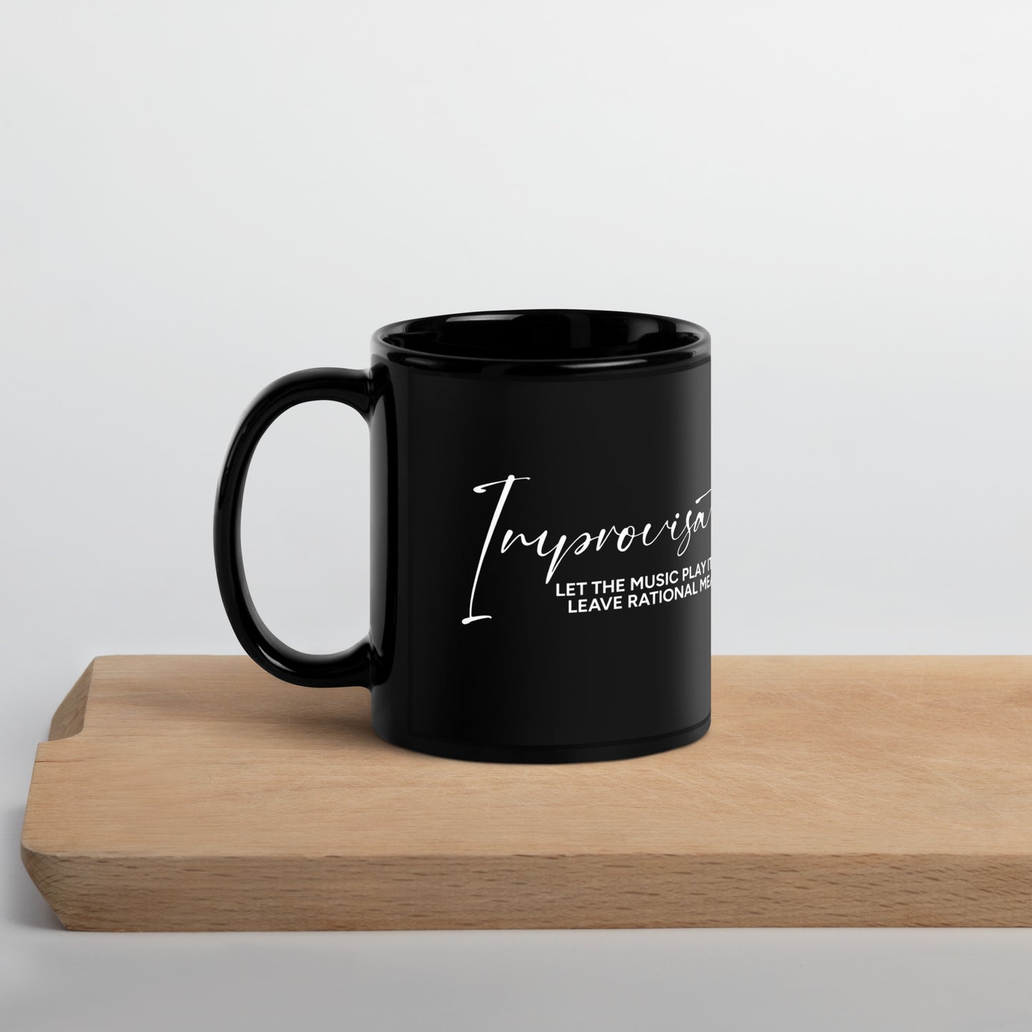 Inspirational Ceramic Mug with Black, Glossy Finish 'Improvisation'