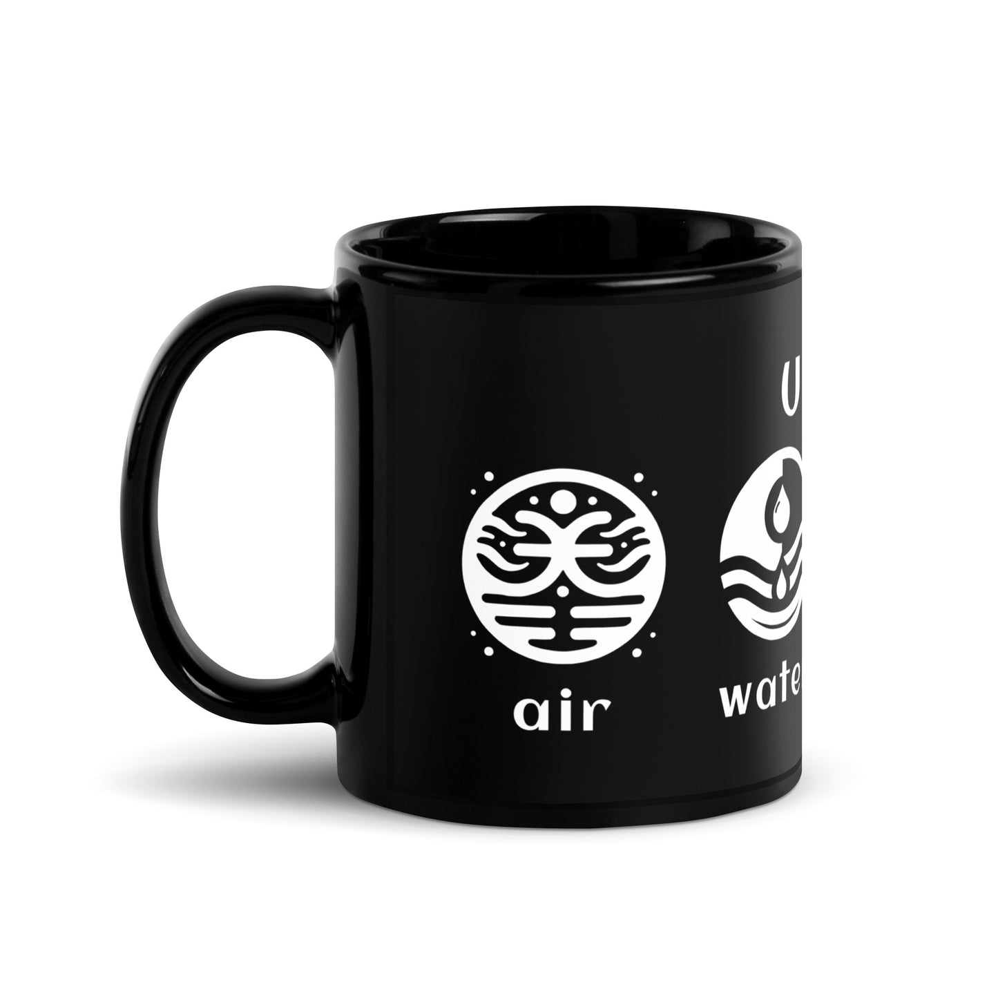 Inspirational Ceramic Mug with Black, Glossy Finish 'Unity of Elements'