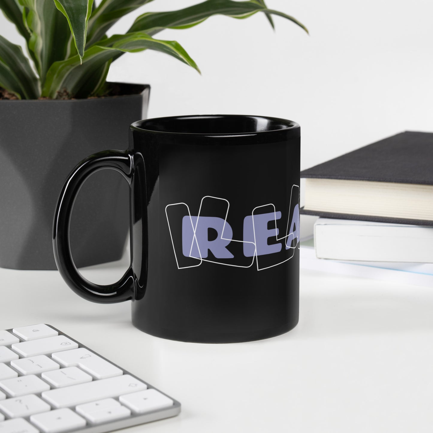 Inspirational Ceramic Mug with Black, Glossy Finish 'Reality - Illusion'