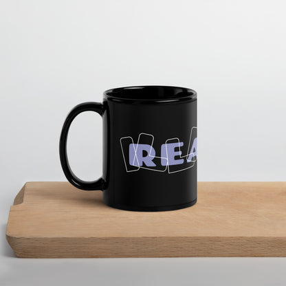 Inspirational Ceramic Mug with Black, Glossy Finish 'Reality - Illusion'