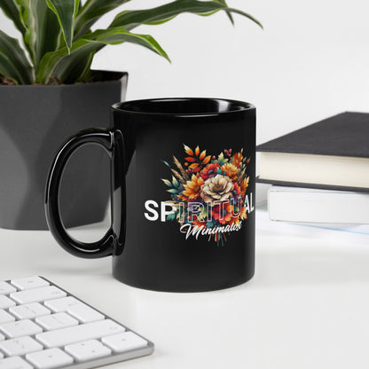 Inspirational Ceramic Mug with Black, Glossy Finish 'Spiritual Minimalist'