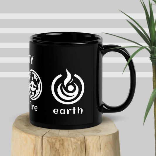 Inspirational Ceramic Mug with Black, Glossy Finish 'Unity of Elements'