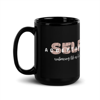 Inspirational Ceramic Mug with Glossy Finish, Uplifting Gift Idea,  Motivational 'Self Acceptance'