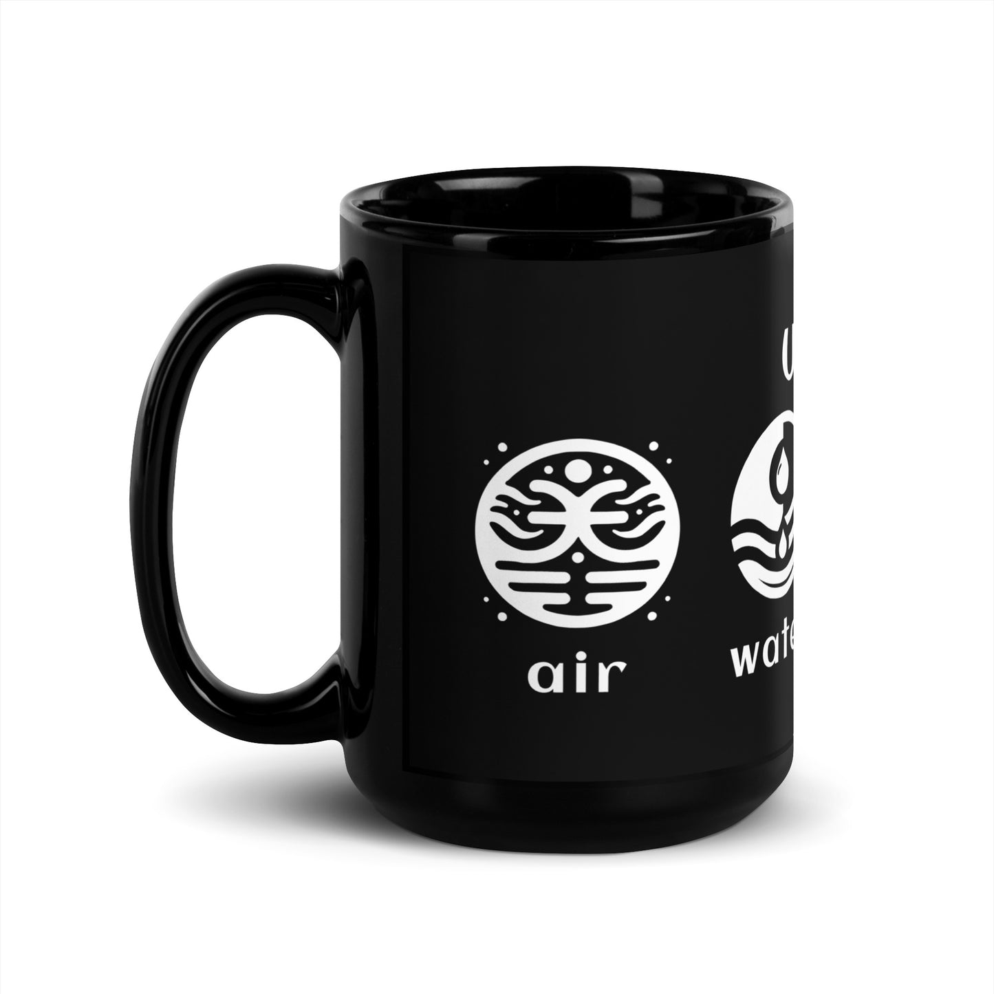 Inspirational Ceramic Mug with Black, Glossy Finish 'Unity of Elements'