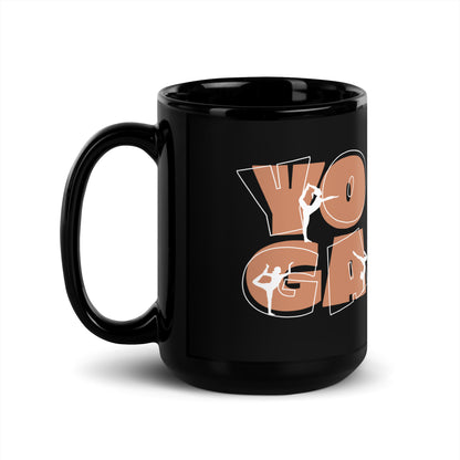 Inspirational Ceramic Mug with Black, Glossy Finish 'Yoga People'