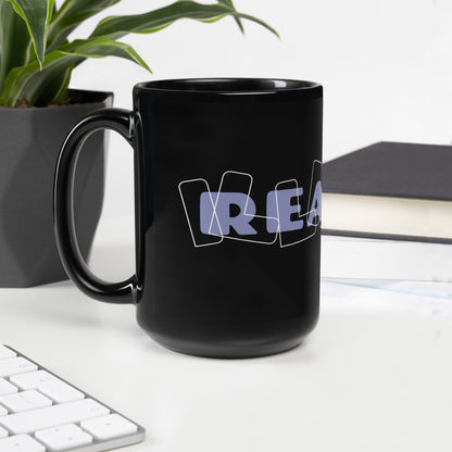 Inspirational Ceramic Mug with Black, Glossy Finish 'Reality - Illusion'