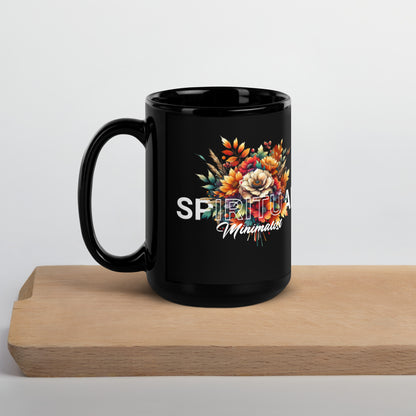 Inspirational Ceramic Mug with Black, Glossy Finish 'Spiritual Minimalist'