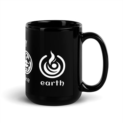 Inspirational Ceramic Mug with Black, Glossy Finish 'Unity of Elements'