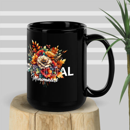 Inspirational Ceramic Mug with Black, Glossy Finish 'Spiritual Minimalist'