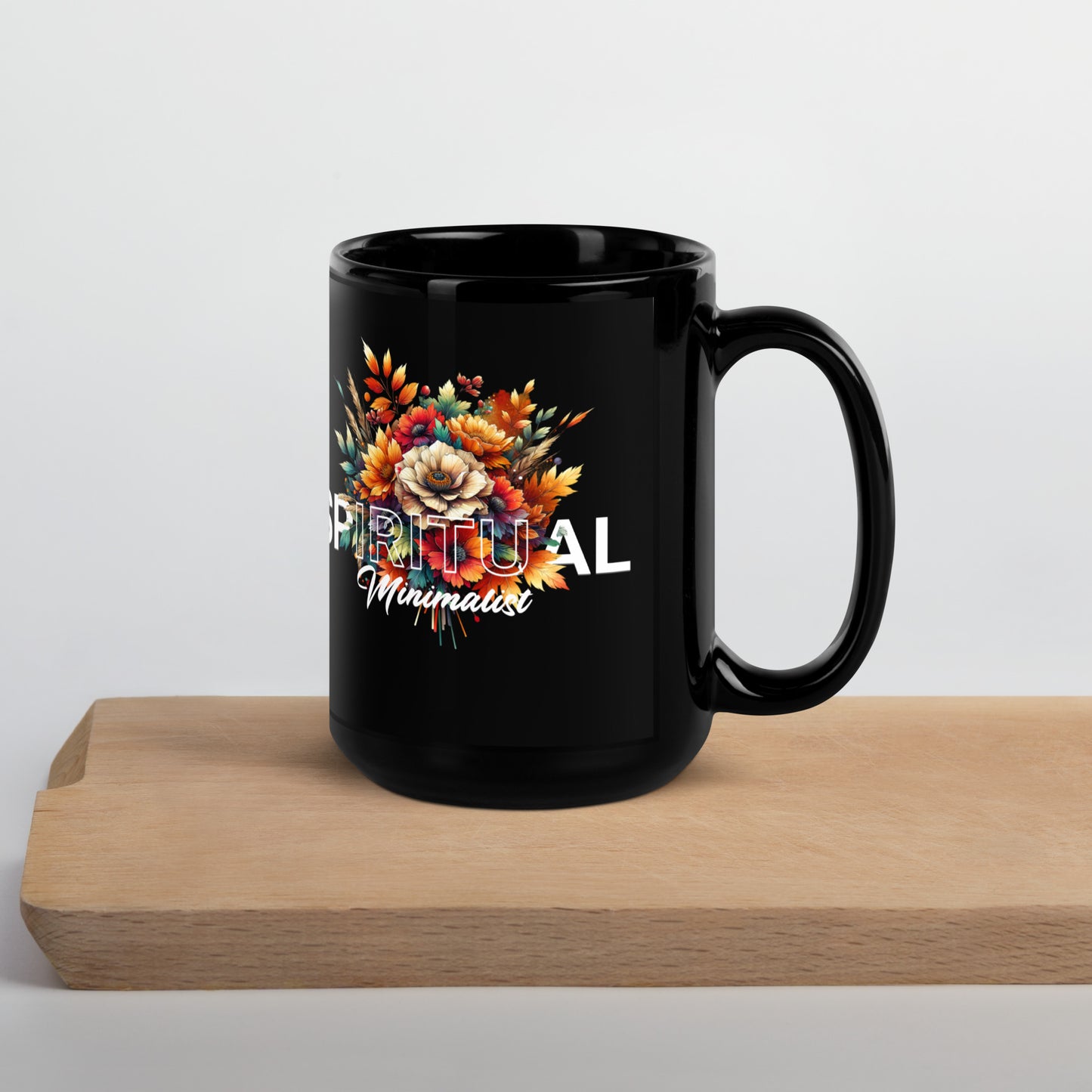 Inspirational Ceramic Mug with Black, Glossy Finish 'Spiritual Minimalist'