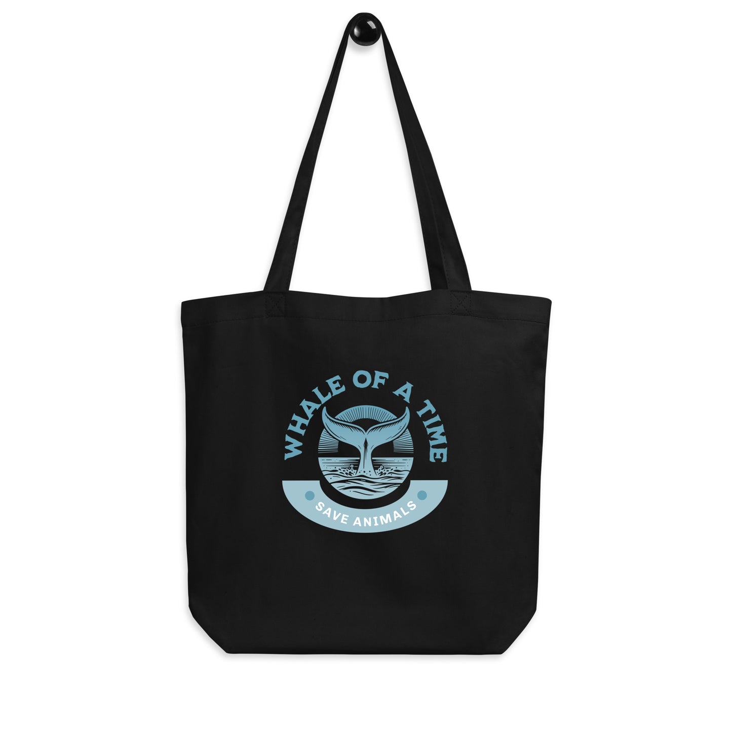 EcoTote Organic Cotton Bag - Reusable, Sustainable Shopping Tote, Eco-Friendly 'Whale of a time - save endangered animals'