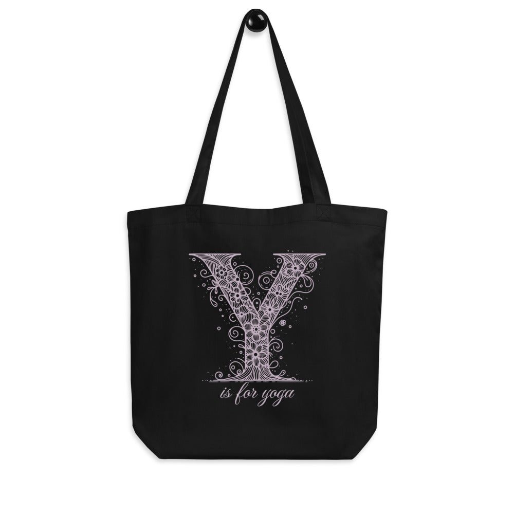 EcoTote Organic Cotton Bag - Reusable, Sustainable Shopping Tote, Eco-Friendly and Durable 'Y is For Yoga'