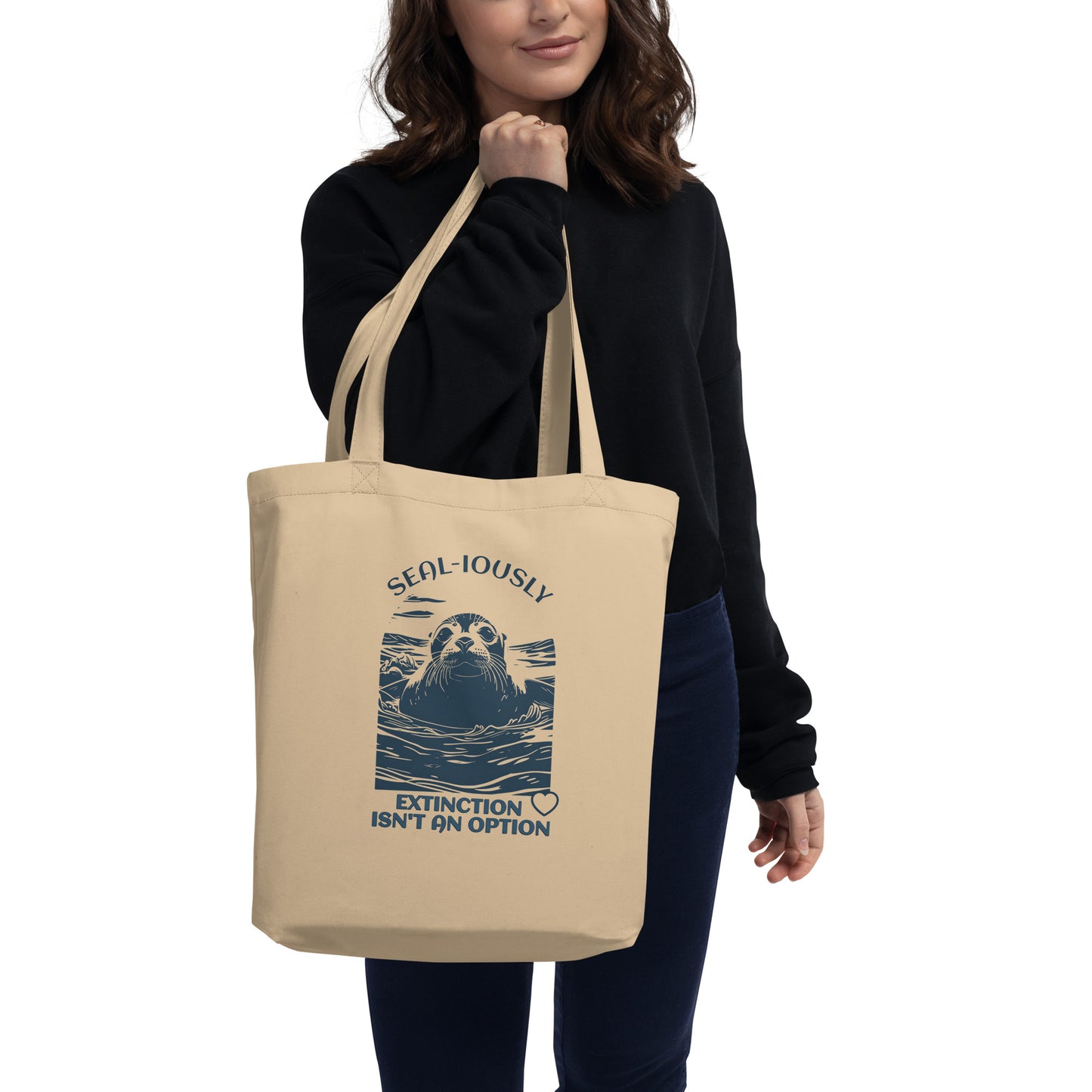 EcoTote Organic Cotton Bag - Reusable, Sustainable Shopping Tote, Eco-Friendly ' Seal-iously - save endangered animals'