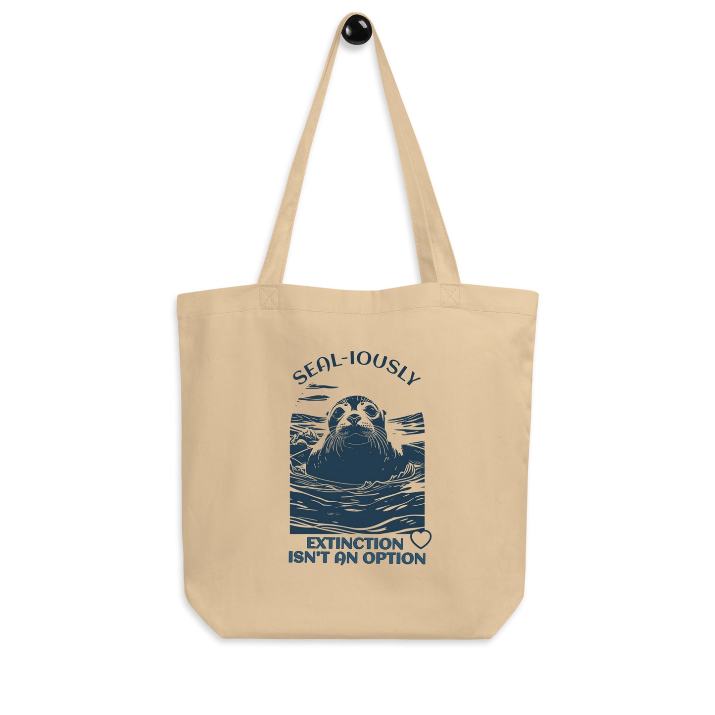 EcoTote Organic Cotton Bag - Reusable, Sustainable Shopping Tote, Eco-Friendly ' Seal-iously - save endangered animals'