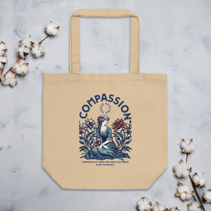 EcoTote Organic Cotton Bag - Reusable, Sustainable Shopping Tote, Eco-Friendly 'Compassion - Healing'