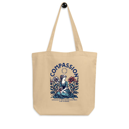 EcoTote Organic Cotton Bag - Reusable, Sustainable Shopping Tote, Eco-Friendly 'Compassion - Healing'