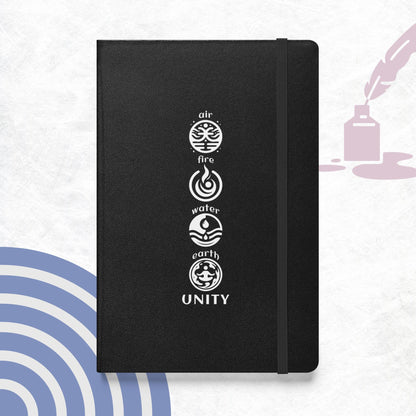 Inspirational Hardcover Notebook with Elastic Closure 'Unity of Elements'