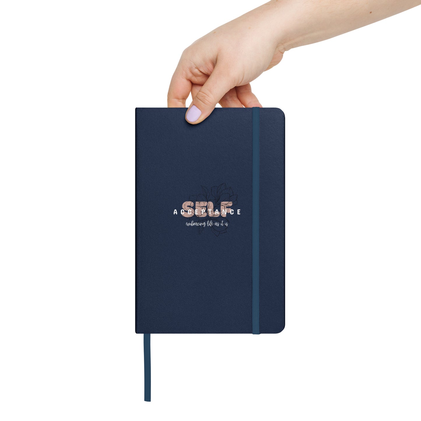 Inspirational Hardcover Notebook with Elastic Closure 'Self Acceptance'