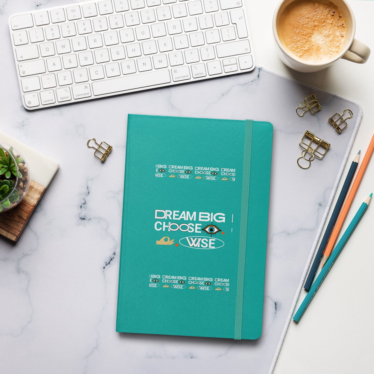 Inspirational Hardcover Notebook with Elastic Closure 'Dream Big'