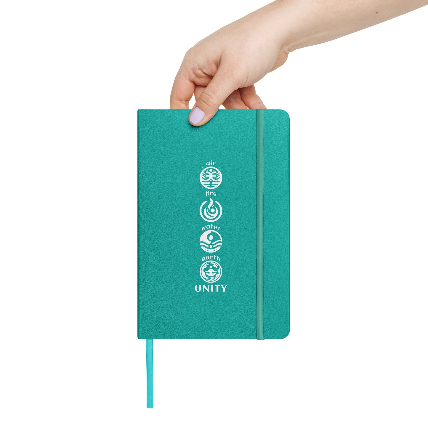 Inspirational Hardcover Notebook with Elastic Closure 'Unity of Elements'