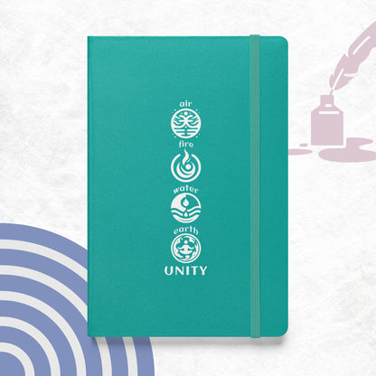 Inspirational Hardcover Notebook with Elastic Closure 'Unity of Elements'