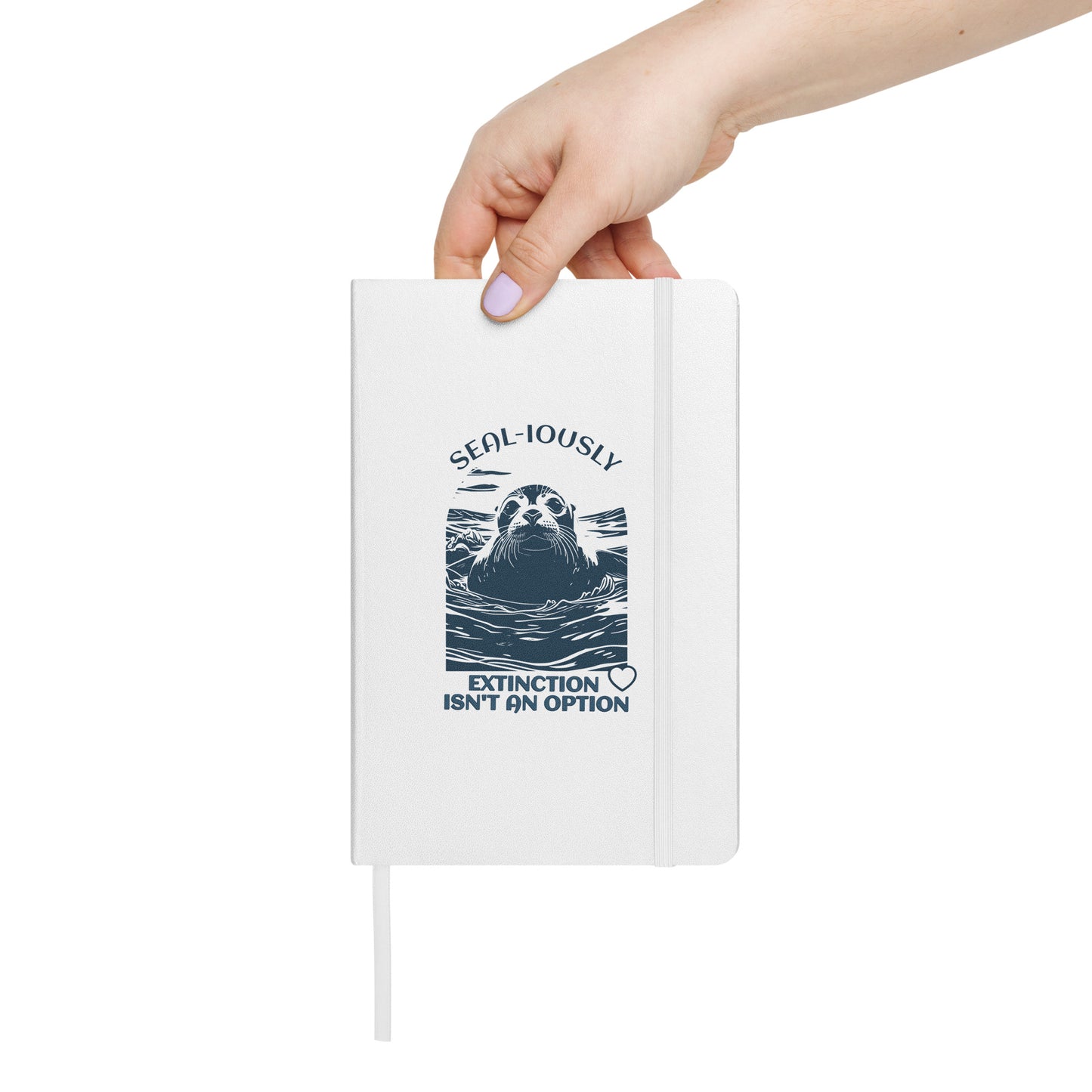 Inspirational Hardcover Notebook with Elastic Closure 'Seal - Save Animals'